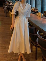 vintage elegant white long blazer dress women korean one piece ol sashes design dress summer casual chic slim y2k dress 2022 new