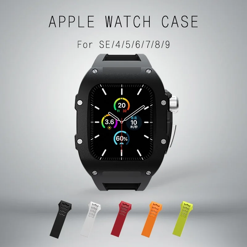 

For Apple Watch Series aluminum alloy Metal Case band Accessories 44mm 45mm Compatible Men's Watch Strap SE/4/5/6/7/8/9 Series