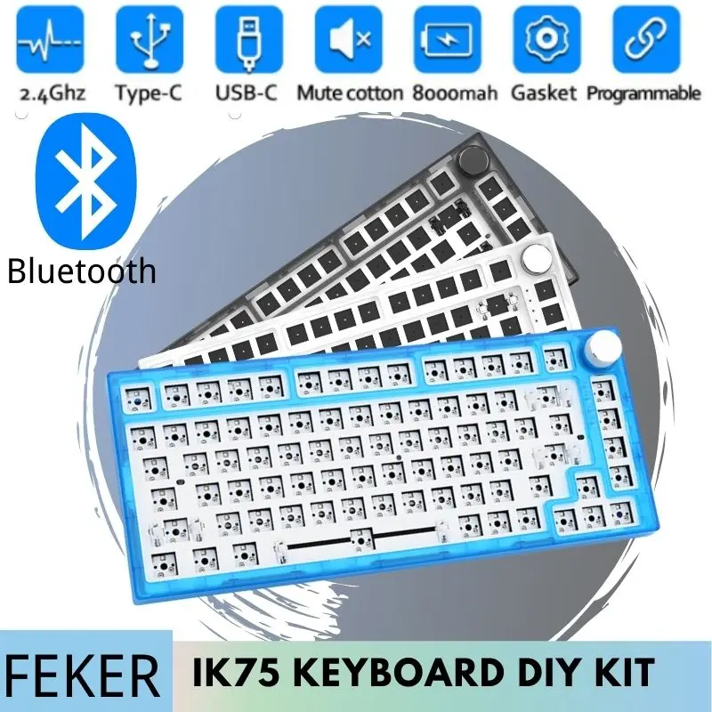 3 режима FEKER IK75 V3 kit GMMK Pro 75% механическая клавиатура DIY Kit Hot Swap беспроводная RGB с