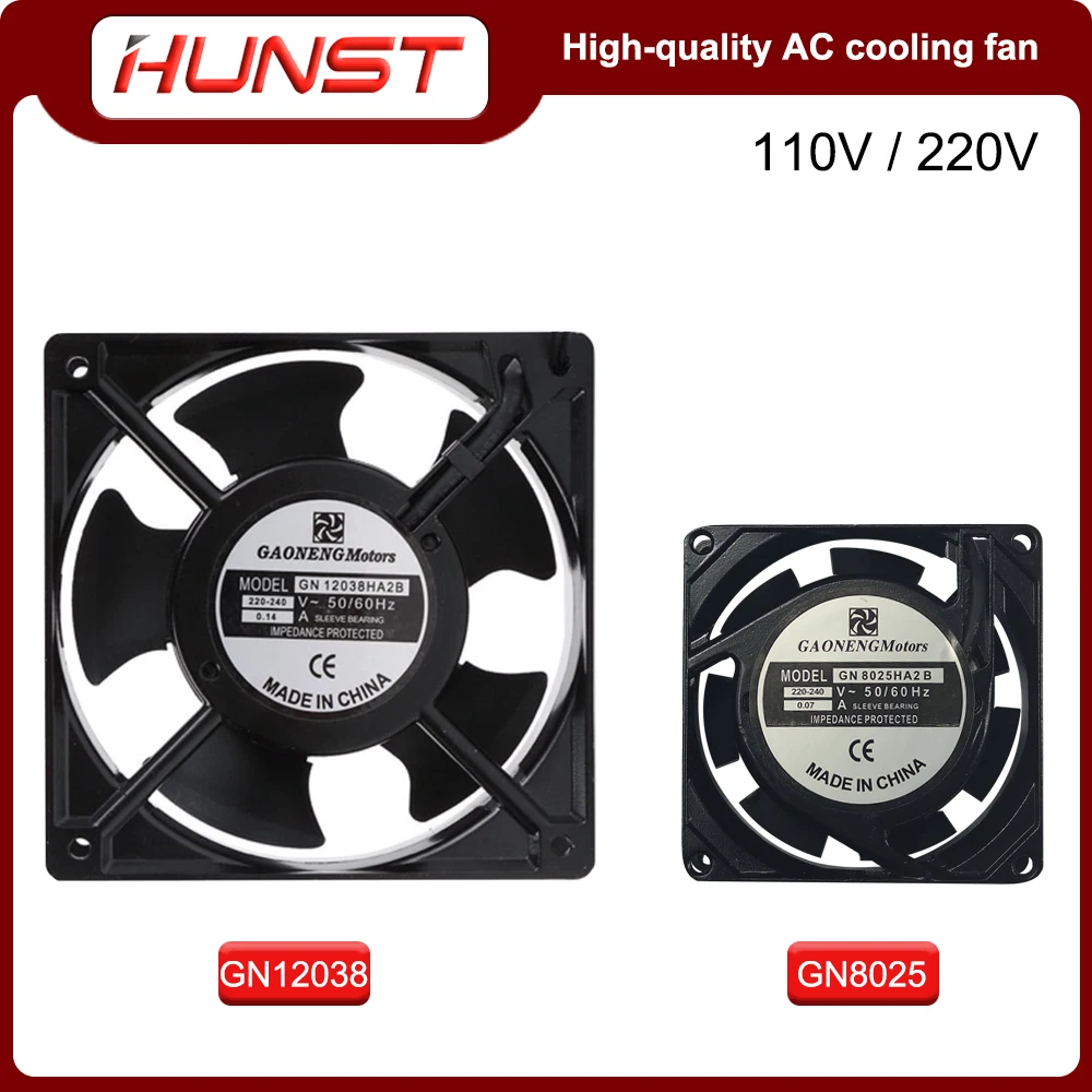 Hunst High Quality Cooling Fan Metal Aluminum Frame GN12038HA 120*120*38MM GN8025HA 80*80*25MM 110/220V AC 0.14/0.07A