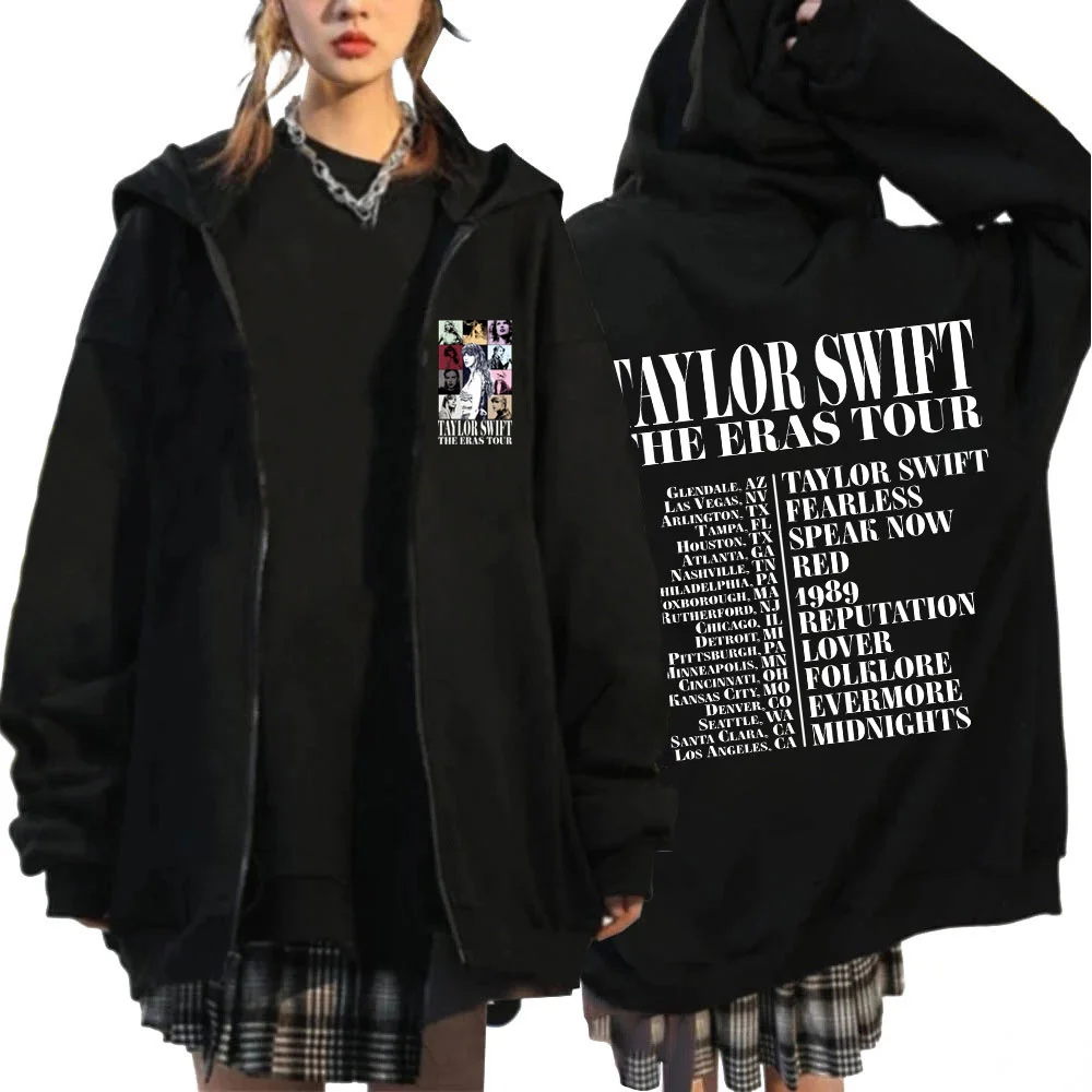 

2023 Taylor World The Eras Tour Zipper Hoodie Men Women Clothing Zip Up Sweatshirt Fashion Harajuku Oversized Hoodies Jackets