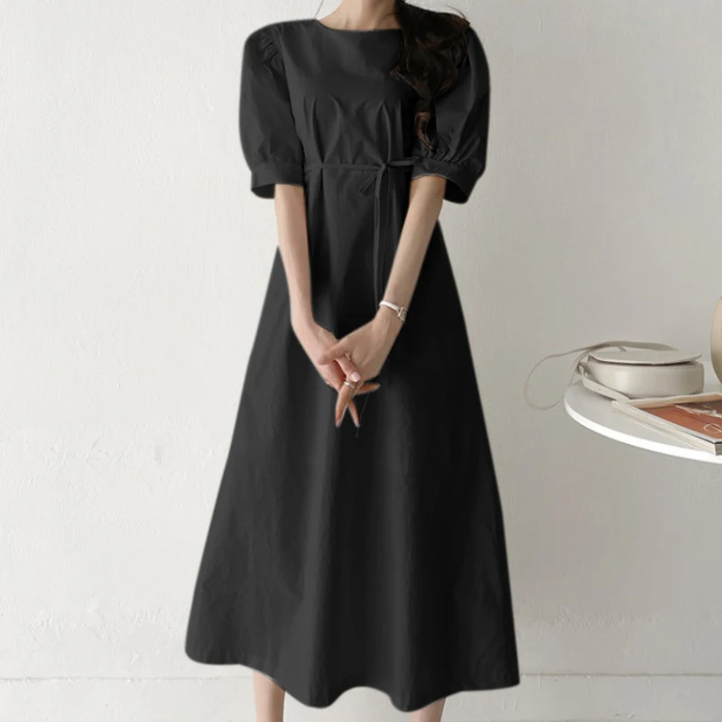 

Летнее платье-макси VONDA 2022, женское сексуальное однотонное платье-трапеция с коротким рукавом и высокой талией, однотонные повседневные жен...