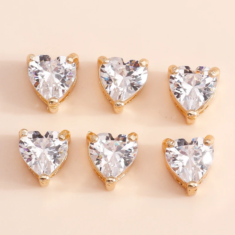 

10pcs 10*9mm Clear Zircon Crystal Love Heart Charms Pendants for Earrings Bracelets DIY Crystal Charms Jewelry Findings Making