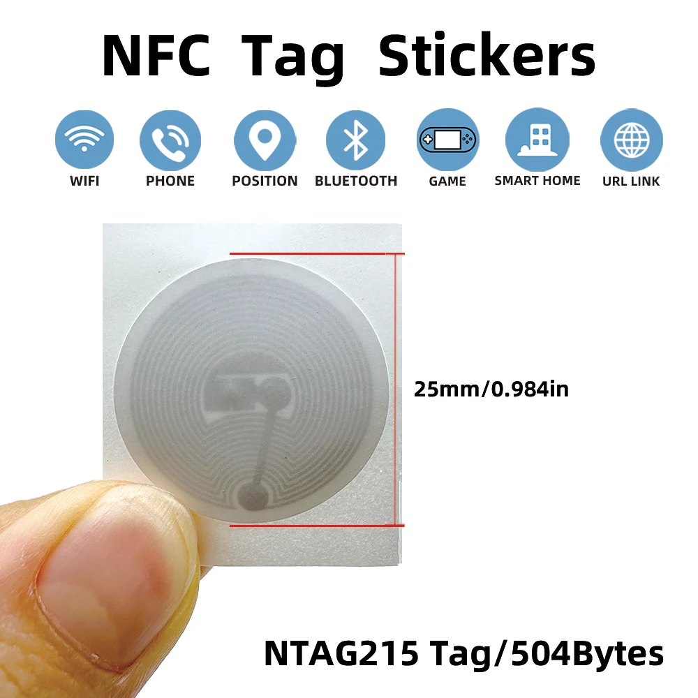 Самоклеящиеся ярлыки NFC Ntag215 13 56 МГц ISO14443A наклейка белая Ntag 215 ярлык доступен для