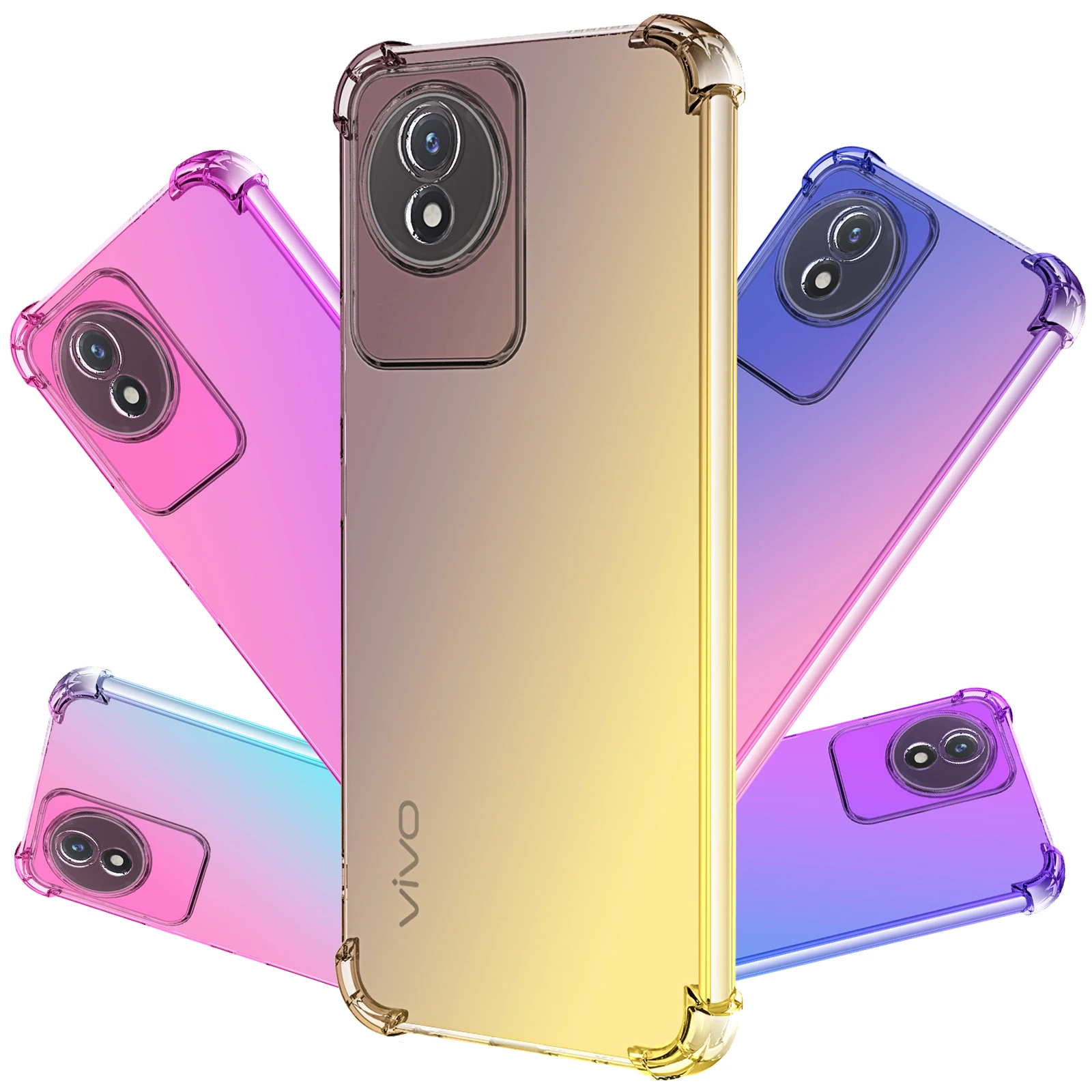

For VIVO Y02 4G Y02s Phone Case,Luxury Hybrid Cute Gradient Soft TPU Bumper Shock Absorption Flexible Drop Protection Cover