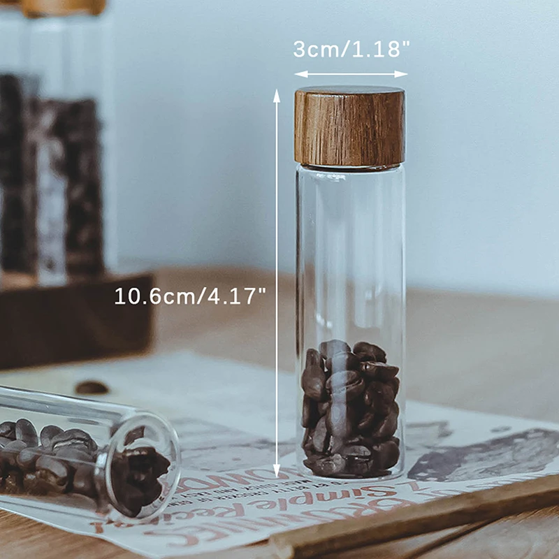 Стеклянная трубка в виде кофейных зерен с деревянным инструментом