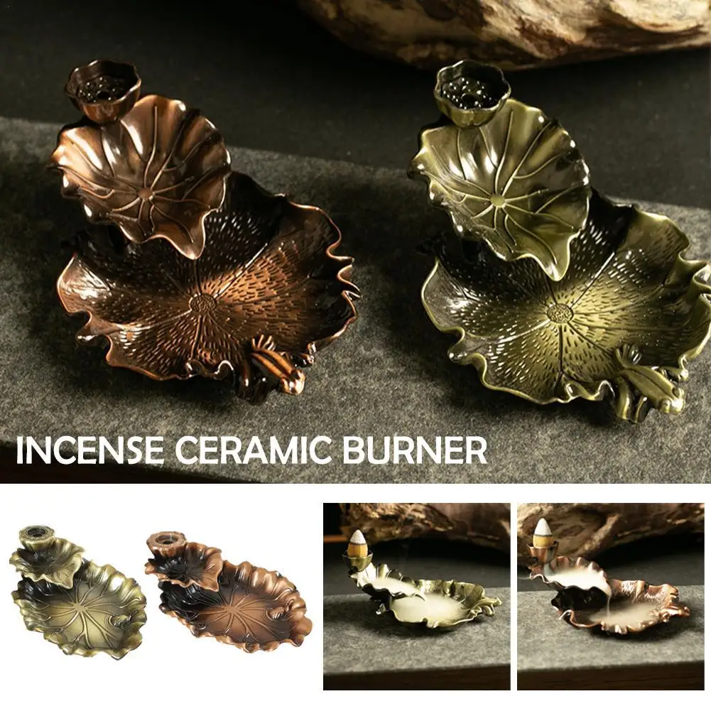 Smoke Reflux Incense Stick Incense Aromatherapy Backflow Burner Creative Incense Ceramic Leaf Tower
