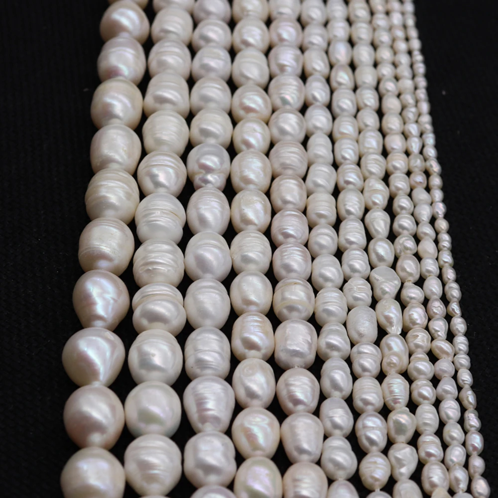 

Grade AB Natural Freshwater Pearl Rice Shaped Loose Beads 2-12mm Threaded Pearl Beaded Handmade DIY Necklace Bracelet Accessorie