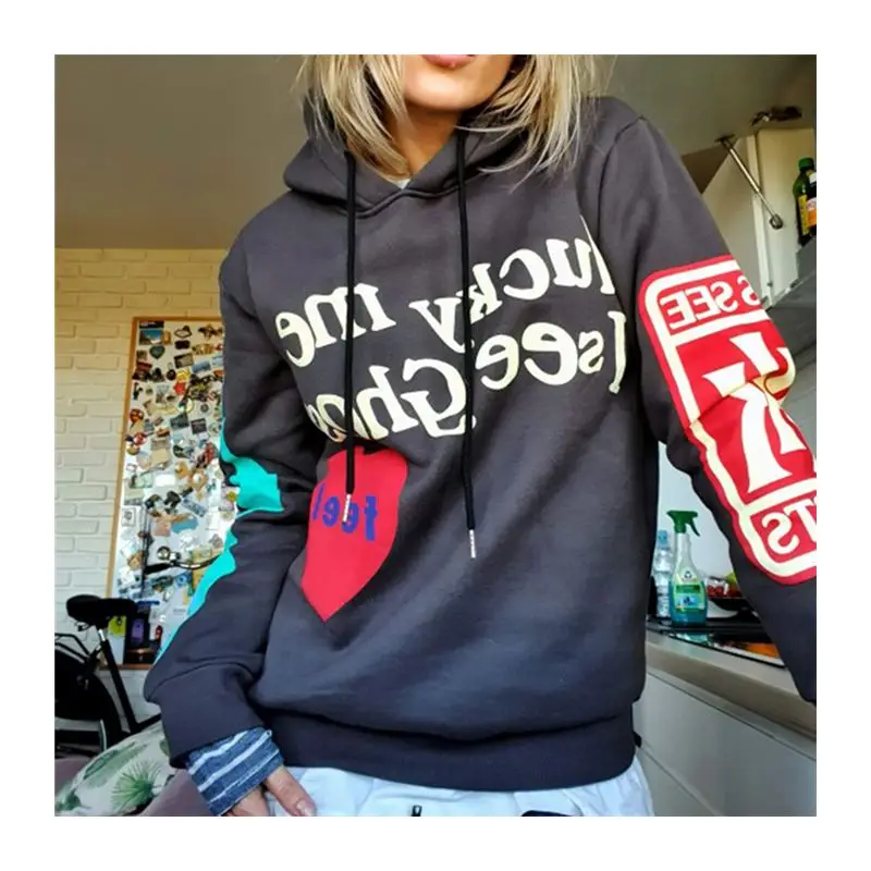 

brand Letter Foam Kanye Fleece Pullover Hoodies Hip Hop Graffiti Oversized Sweatshirts Kanye West Graffiti Letter Print Hooded