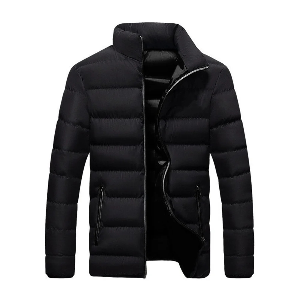 New Solid Stand Collar Male Windbreak Cotton Padded Down Jacket Warm Thick Men Parka Jackets Winter Casual Mens Outwear Coats