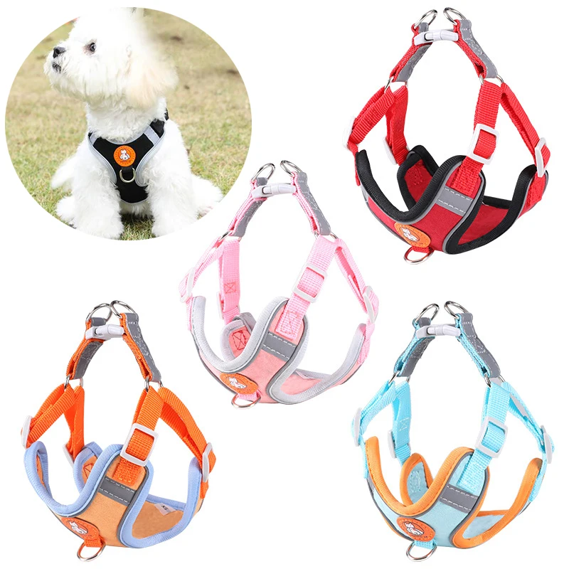 

Pet Reflective Dog Harness Leash Set Adjustable Small Medium Naughty Dog Vest Chest Strap Safety Vehicular Lead Walking Running