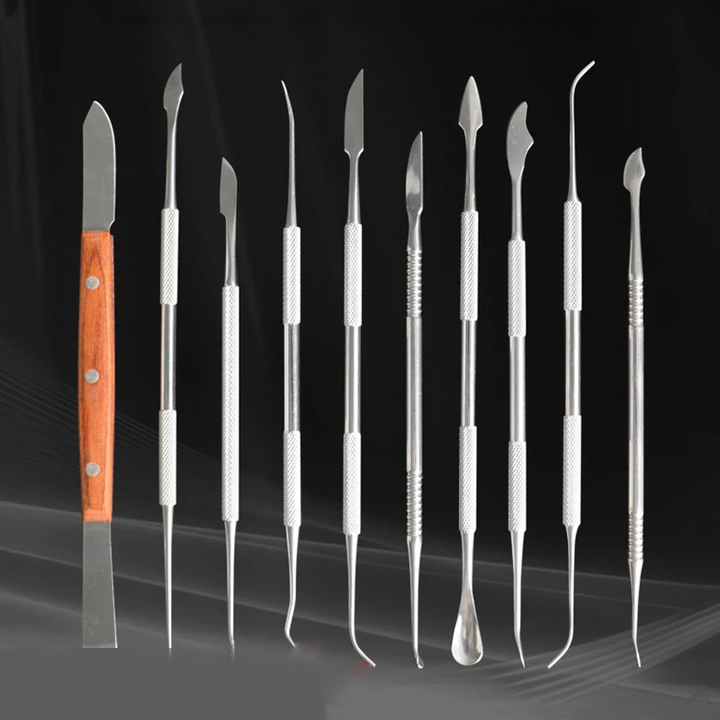 

NEW 10Pcs Dental Stainless Steel Wax Carving Tool Set Dentist Sculpture Knife Dentistry Instrument Dental Lab