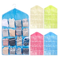 16 pockets wall wardrobe hanging organizer socks underwear sundries sorting storage bags bathroom storage accessories