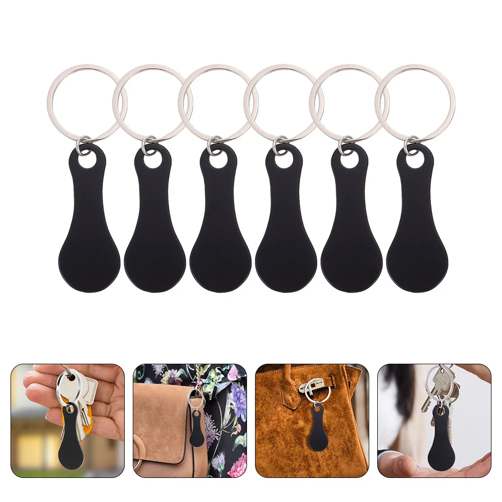 

6 pcs Shopping Trolley Tokens Stainless Steel Key Ring Shopping Cart Trolley Tokens