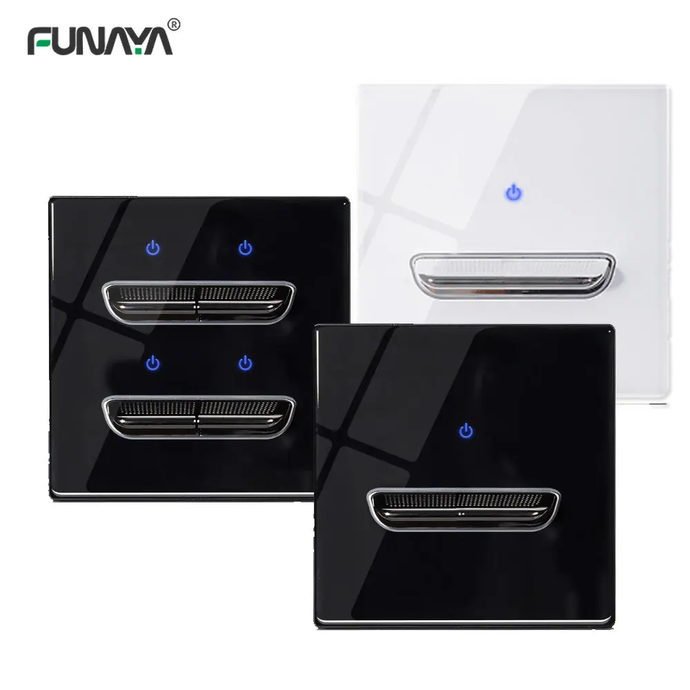 

EU Lever Switches Personality Button Panel with LED 16A 110v 220V Light 86 Type Concealed Black Tempered Glass Wall Switch
