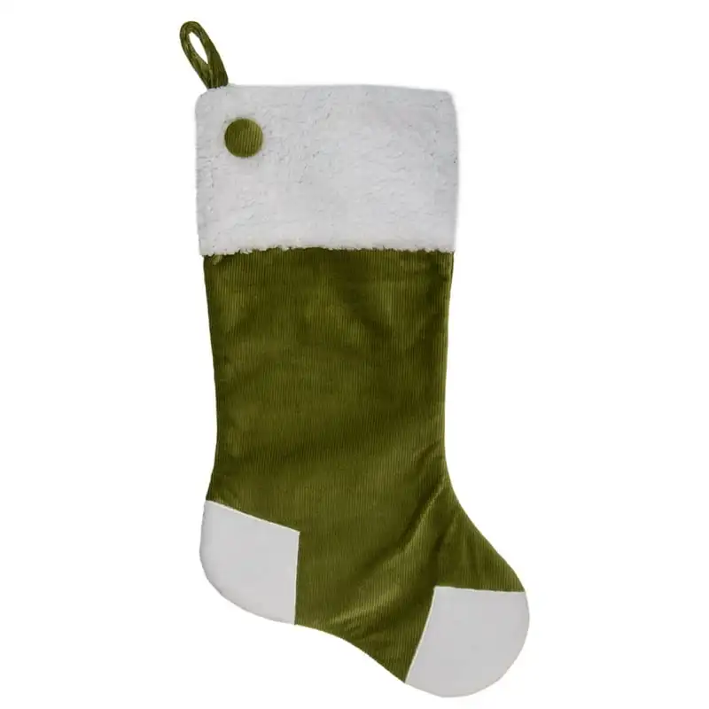 

Green and White Corduroy Christmas Stocking
