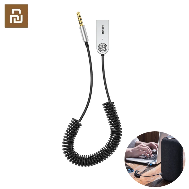 

Передатчик Bluetooth Youpin Baseus, беспроводной приемник Bluetooth 5,0, автомобильный AUX 3,5 мм USB Bluetooth динамик, адаптер, аудиокабель