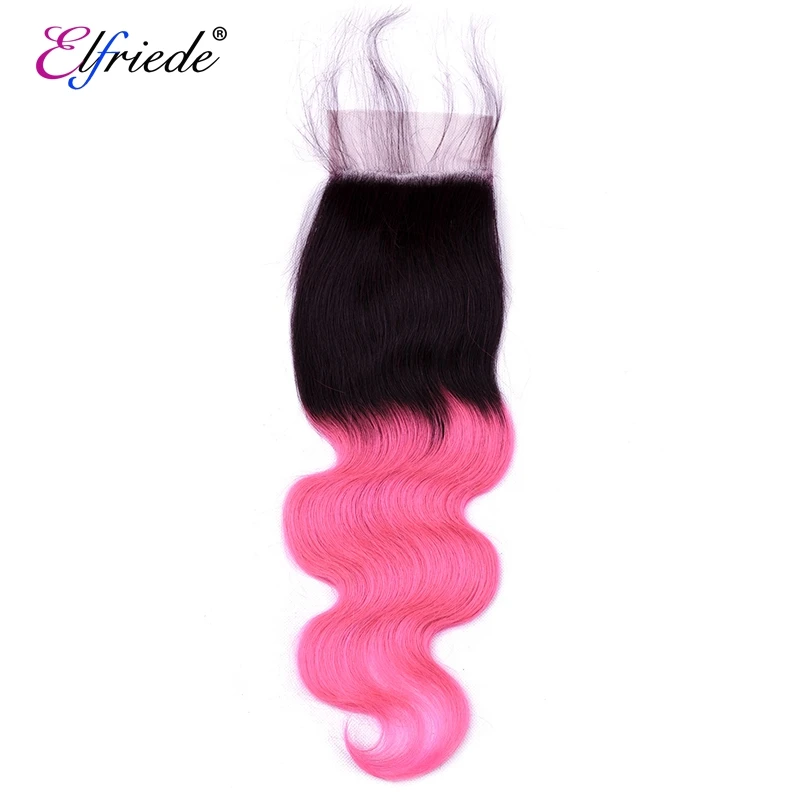Elfriede Ombre 1B/розовые волнистые волосы с застежкой цветные человеческие 3