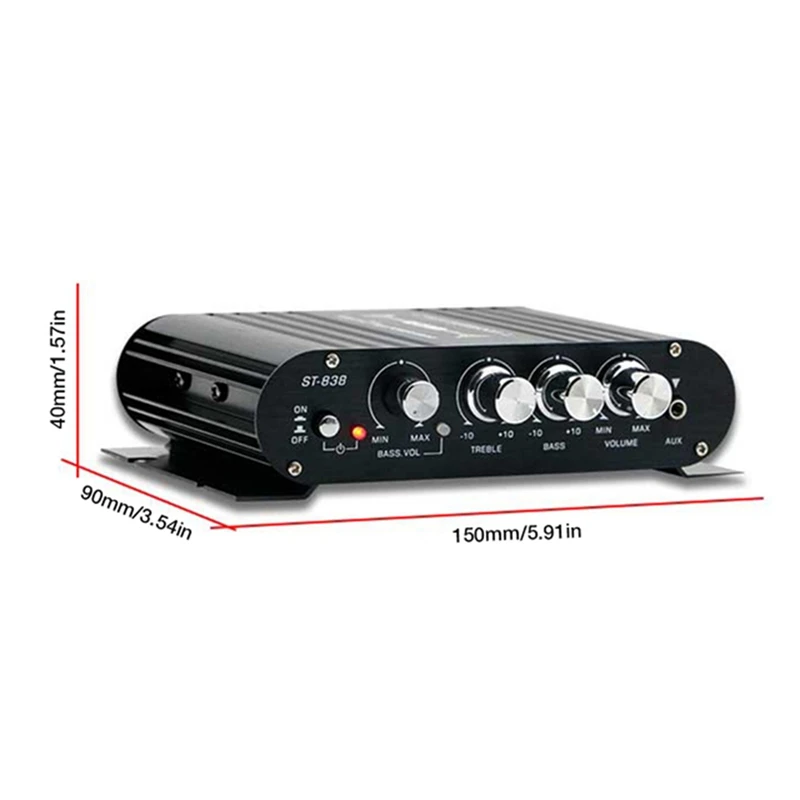 ST-838 Hi-Fi 2 1-канальный усилитель мощности 80Wx2 стерео басовый звука с выходом