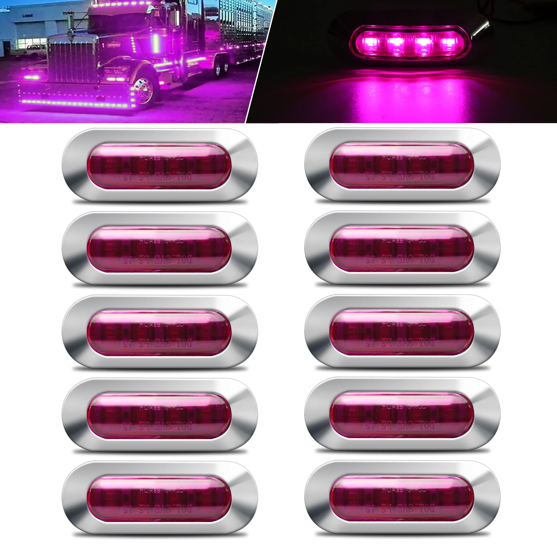 

LED Side Marker Indicator Lights Front Rear Tail Clearance Lamp DC 12V-24V Universial Light for Bus Truck Lorry Trailer Boat Car