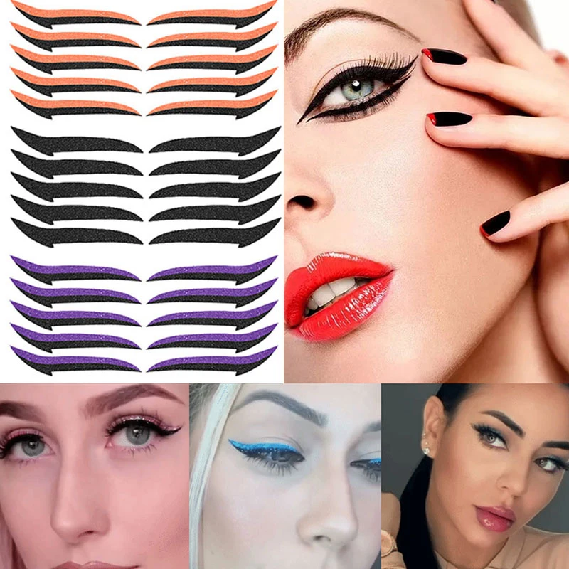 

5Pairs Reusable Eyeliner And Eyelash Stickers Self-Adhesive Glitter Shiny Makeup Stickers Nightclub Stage Eye Stickers