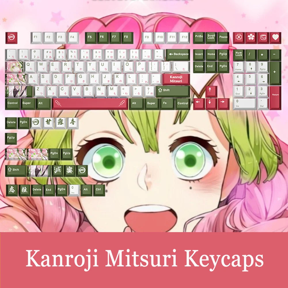 

Anime Demon Slayer Keycaps Mechanical Keyboard Accessories Kimetsu no Yaiba Kanroji Mitsuri Agatsuma Zenitsu Cosplay Keycaps