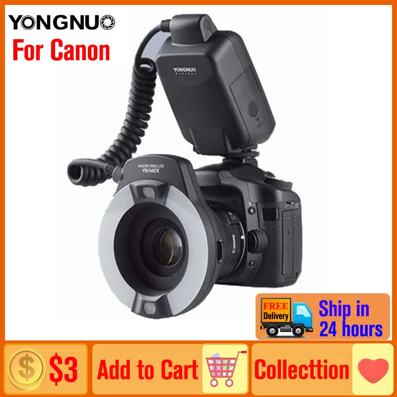

Yongnuo YN-14EX YongnuoYN 14EX TTL LED Macro Speedlite Ring Flash Light for Canon 5D Mark II 5D Mark III 6D 7D 60D 70D 700D 650D