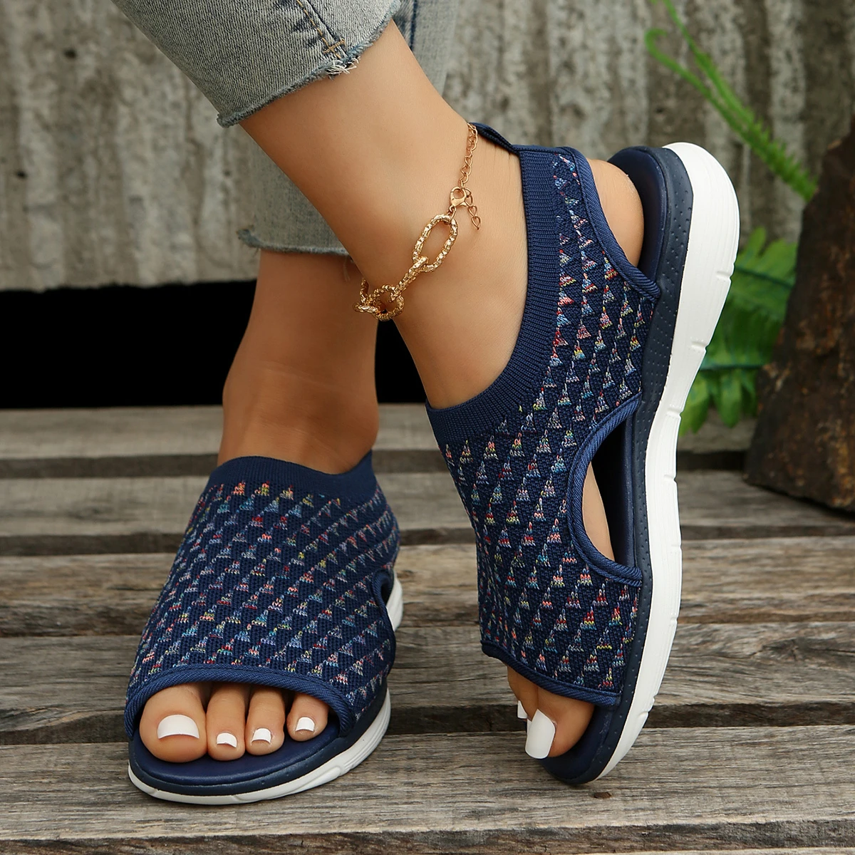 Women Summer Shoes Mesh Fish Platform Sandals Women's Open Toe Wedge Sandals Ladies Light Casual Shoes Zapatillas Muje