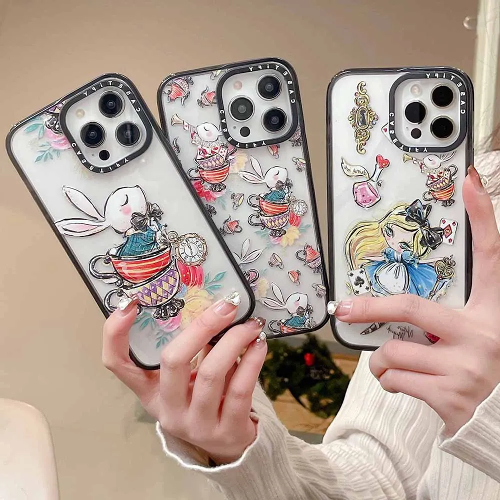 

Disney Alice Rabbit Phone Case for Iphone 11 12 13 14 Pro Max Plus Transparent Hard Shell Anti-fall-Casetify