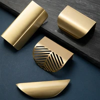 modern simple concealed handle brass leaf invisible pulls wardrobe cupboard wine cabinet furniture drawer golden knobs