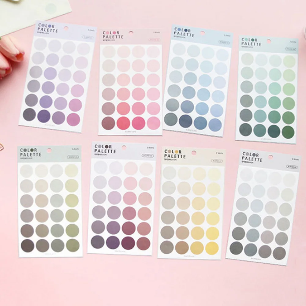 

4sheets Colorful Round Square Stickers Multifunctional Kawaii Stationery DIY Diary Scrapbooking Sticker Promotional Gift