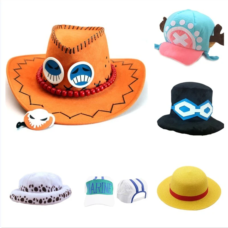 

Portgas D Ace Monkey Luffy Tony Tony Chopper Trafalgar Law Sabo Hat Cosplay Adult Unisex Cap Cartoon Costume Accessories