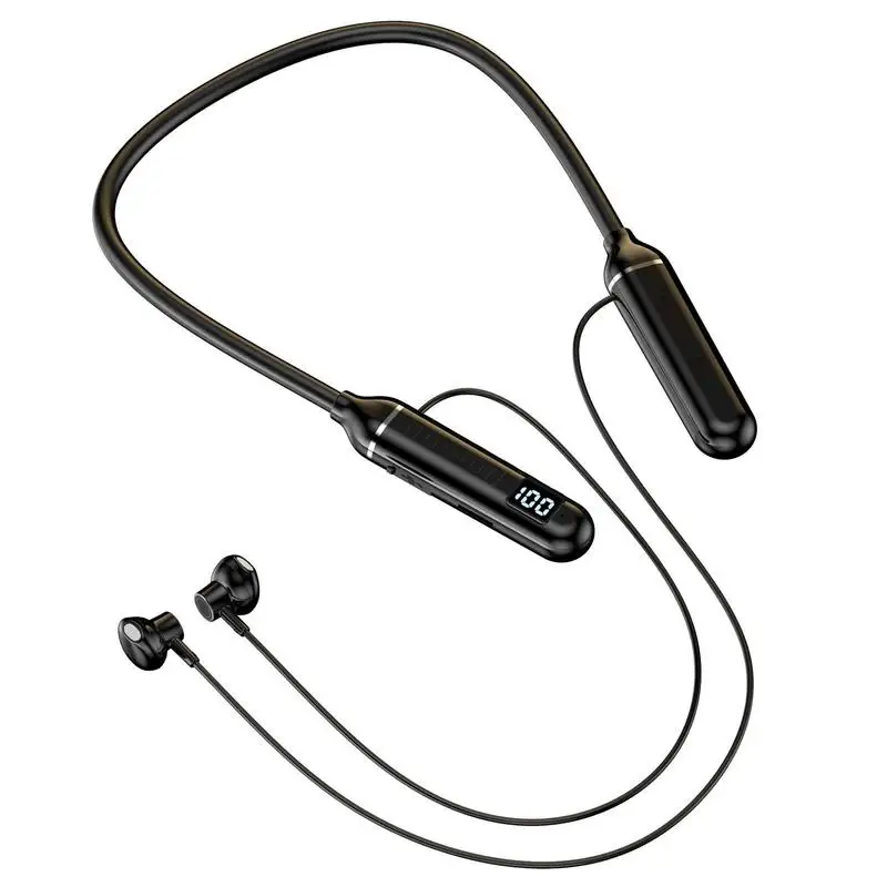 

Blue Tooth Headset Neckband Sports Earbuds Around The Neck With Display Screen Sweatproof Earphones For Clear Calls Work Music