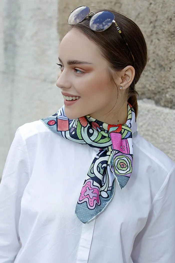 

WOMEN SCARF BANDANA ACCESSORIES GIFT COLORFUL TWİLL SCARF SHAWL THE