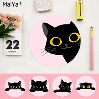maiya new design black cat beautiful eyes gamer play mats round gaming mousepad gaming mousepad rug for pc laptop notebook