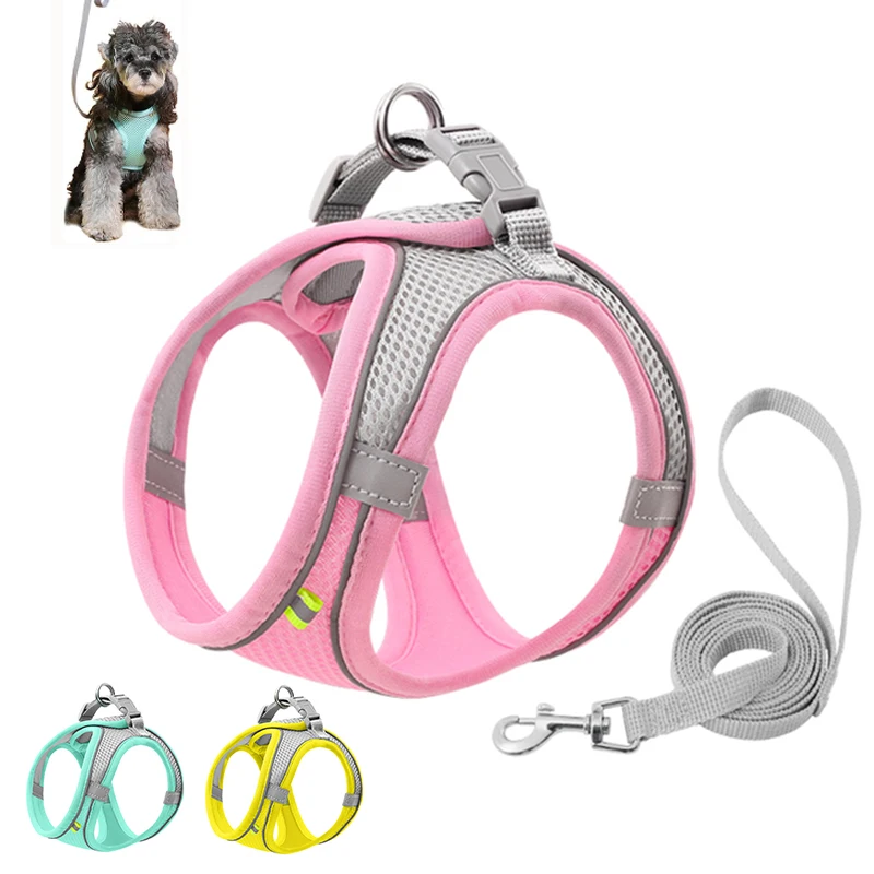 

Dog Harness for Small Dog Cat Adjustable Reflective Pet Harness And Leash Set Breathable Pet Chest Vest Leash Dogs Accessories