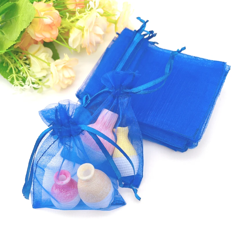 Подарочный пакет на шнурке Королевского синего цвета упаковка из 100 небольших