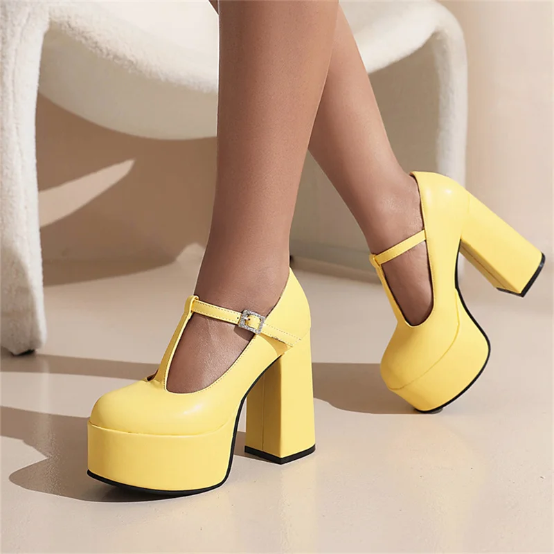 

Women Shoes 2023 Super High Heel Platform Women's Pumps Round Toe T-Buckle Party Platform Catwalk Single Shoes Dropshopping