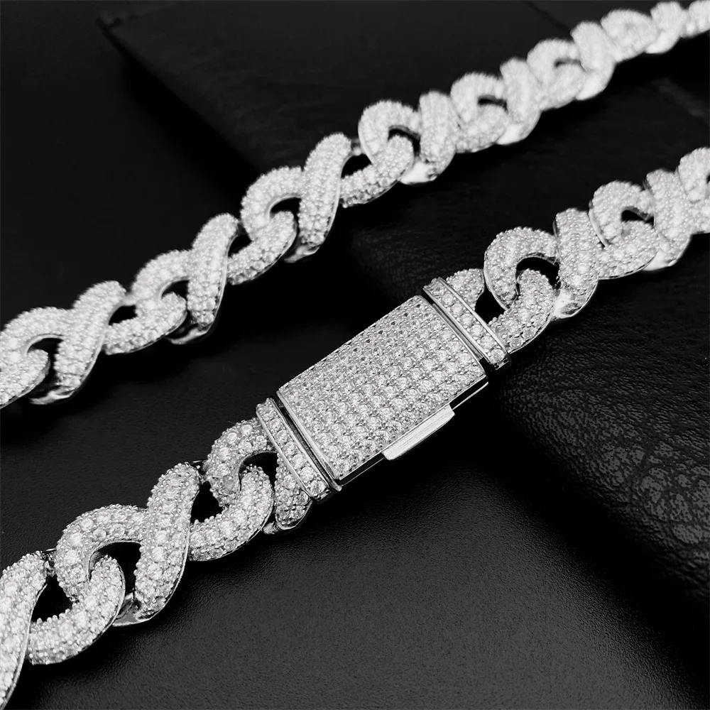 13mm Moissanite Cuban Chain Necklaces for Women Men S925 Silver Diamonds Choker Pass Tester With GRA Free Shipping