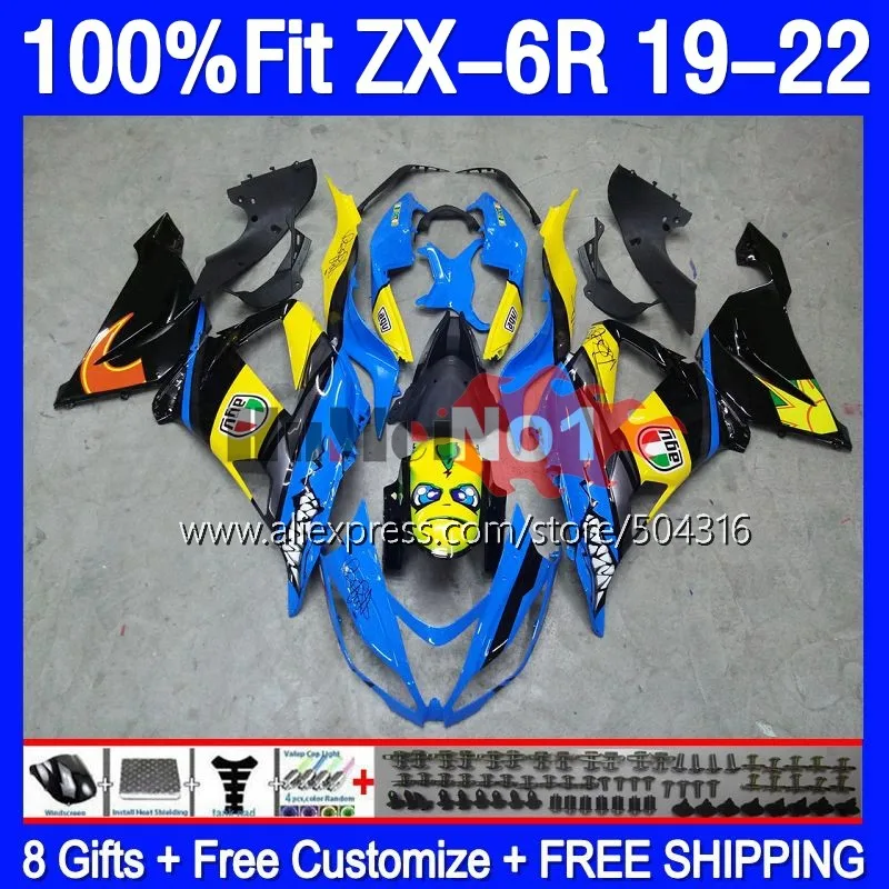 

Инъекция для KAWASAKI NINJA ZX-6R ZX 6R 636 ZX6R 19 20 21 177MC.71 ZX636 600CC 2019 2020 2021 2022 обтекатель Shark Blue