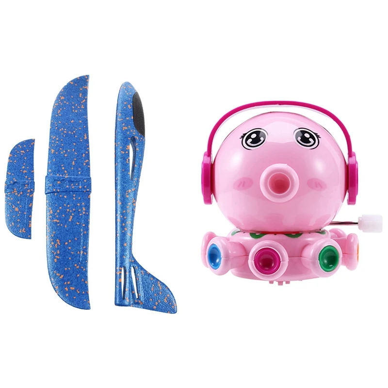 

1 Pcs EPP Throwing Glider Airplane Inertia Aircraft Toy & 1 Pcs Clockwork Toy, Wind Up Octopus Animal Party Favors Toy