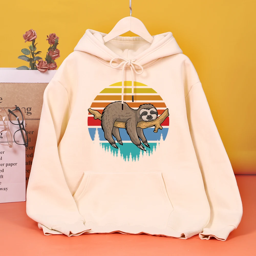 

Sloth Sleeps Hanging From Branches Printing Women's Sweatshirt vintage Oversize Hooded Street Casual Hoodie Fashion Quality Tops