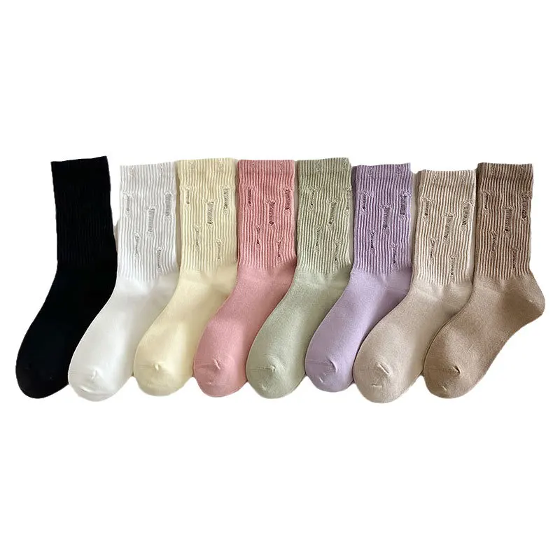 

Perforated Tube Socks Solid Color Trendy Socks Hollowed Out Beggar Socks Socks