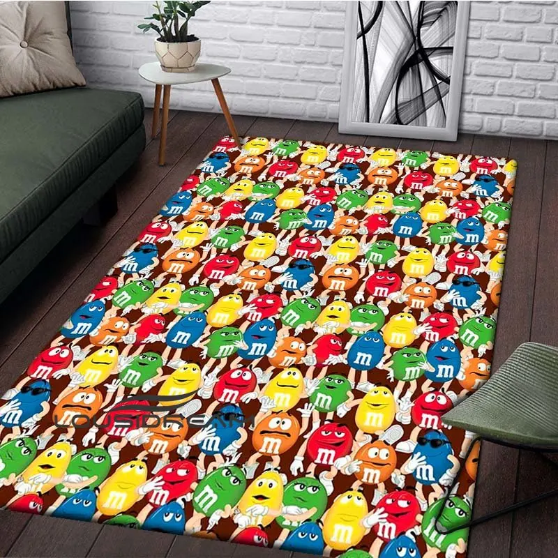 

M&Ms-s Chocolate Cartoon Printing Plush Carpet Family Area Carpet Children's Bedroom Living Room Floor Mat Door Mat Decoration