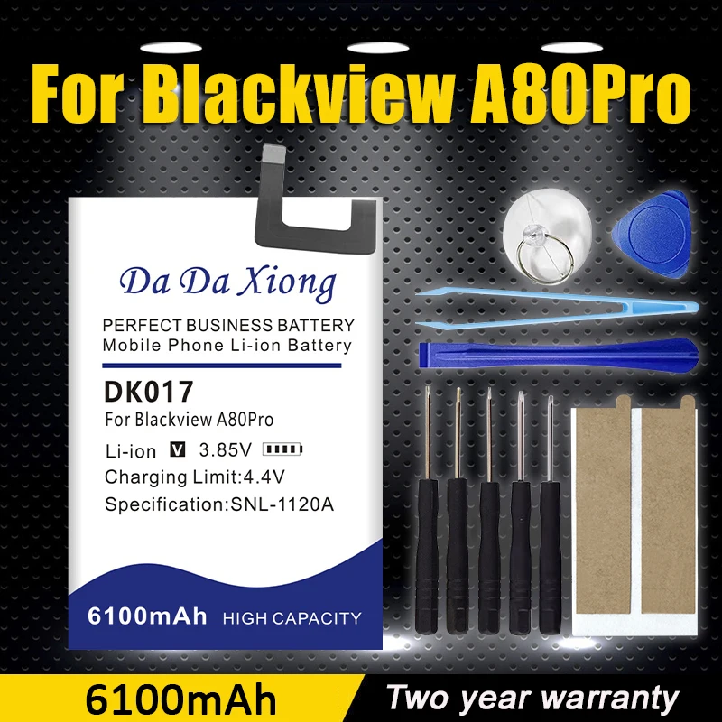 Фото Аккумулятор DK017 емкостью 6100 мАч для Blackview A80 Pro A80Pro A80 Plus A80Plus, аккумулятор для мобильного телефона + инструменты №1