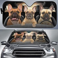 funny three french bulldog dogs driving dog lover car sunshade cute french bulldogs family driving auto sun shade windshield v
