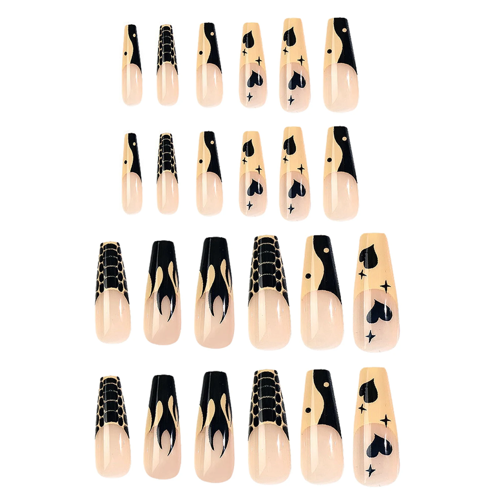 

24 шт., накладные ногти в розовом панк-стиле