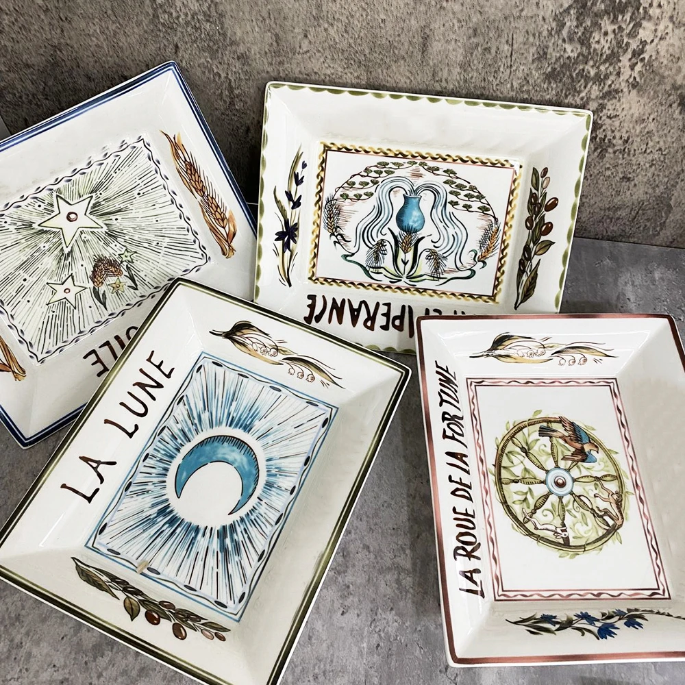 

Nordic Ceramic Jewelry Display Plate Necklace Ring Earrings Display Painted palette Tray Jewelry Holder Organizer Decoration