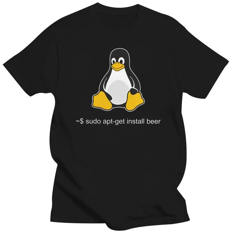 

Funny Linux Sudo Get Me A Beer T Shirt Men Short Sleeve Penguin Programmer Computer Developer Geek Nerd T-Shirt Cotton Tee Tops