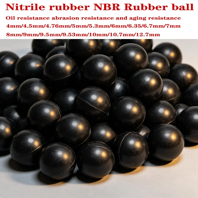 Фото Черные цельные шарики из нитрил-каучука NBR диаметром 4/4.5/4.76/5/5.3/6.35/6.7/7/8/9/10/10.7-12.7 мм, герметичные, для промышленного использования и DIY-проектов №1